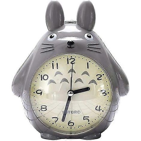Un réveil à l'effigie de Totoro avec fonction snooze et veilleuse LED silencieuse : le cadeau idéal pour les enfants, les adolescents et leurs amis. (Gris) (1/5)