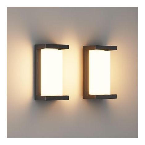 Lot de 2 appliques murales extérieures LED 22W, lampe murale IP65 noire (1/5)
