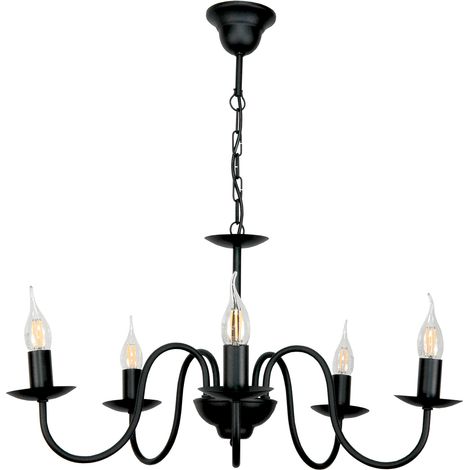 Lampada a sospensione, lampadario, portacandele, nero classico, 15-510 candele