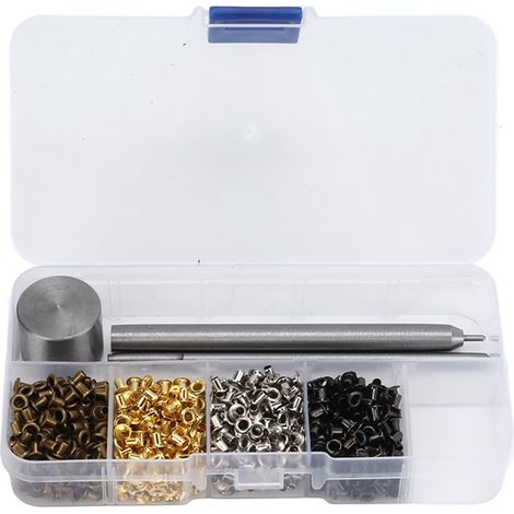 800 Pièces - Œillets en Métal - Kit d&39Outils - Pour Cuir et Tissu - Réparation et Décoration - Cuivre Plaqué - 2 Mm