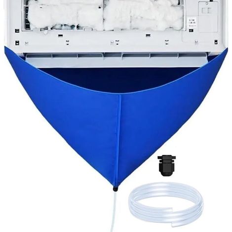 Housses de climatiseur Housse de nettoyage fendue, protection murale pour climatisation domestique avec tuyau d'eau de 200 cm pour entretien chambre à coucher, maison, étude, cuisine, intérieur (1/5)