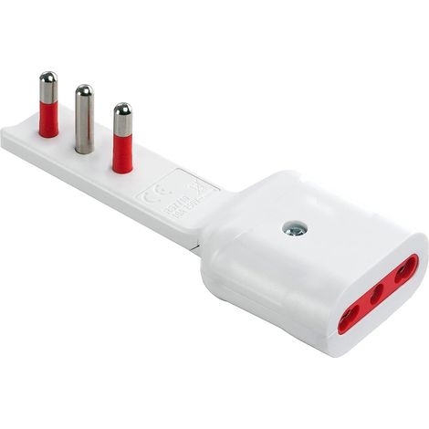 1PZ ADATTATORE ULTRAPIATTO SERIE 'EMILIA FLAT' spina e presa 2P + T 16A - bianc (1/5)