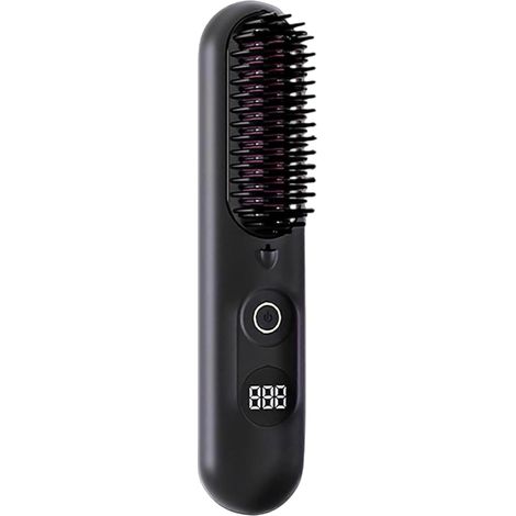 Brosse coiffante sans fil - rechargeable par USB Revêtement en céramique 3 niveaux de température Chauffage rapide Brosse coiffante électrique pour femmes Pour les voyages et les vacances (1/5)