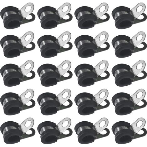 Colliers de Serrage en Caoutchouc Colliers de Fixation de Tubes P-Clips de Serrage Coussin Collier pour Tuyaux Doublés (8 mm) (1/5)