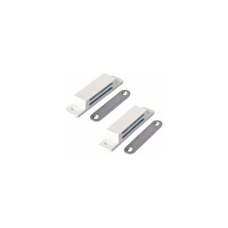 Magnete per ante di armadi, chiudiporta magnetico extra forte - Forza di tenuta 13 kg - Confezione da 2 pezzi, colore bianco - Ante di armadi - per ante, mobili, cassetti.