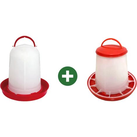Abreuvoir 1,5L + Mangeoire 1,5kg - avec poignée (1/5)