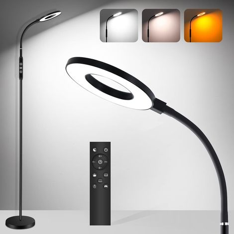 Lampadaire sur Pied Salon, Lampe sur Pied avec Télécommande et Contrôle Tactile, Variable Lampadaires avec Minuterie 1-Heure, 12W Lampadaire Flexible à Col de Cygne Pour Bureau Chambre, Noir (1/5)