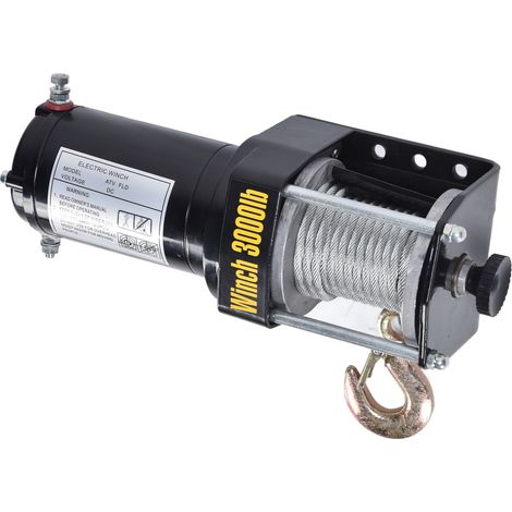 Kit de récupération avec treuil électrique et câble en acier pour le remorquage de VTT, UTV et véhicules tout-terrain (12 V, 1360 kg) (1/5)