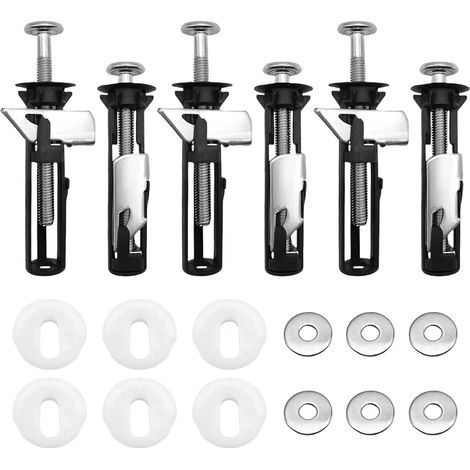 Kit de 6 boulons de fixation pour abattant de WC, fixations robustes en acier inoxydable, kits de remplacement de boulons de verrouillage (1/5)