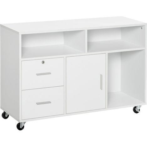 Support d'imprimante à 2 tiroirs Caisson 100 x 35 x 65 cm Blanc (1/5)