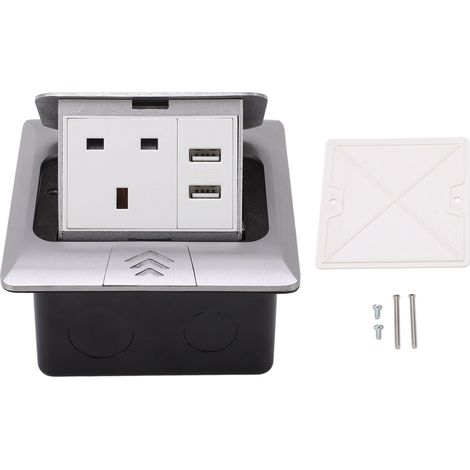 Prise encastrable de plan de travail double USB UK 250V - Prise murale avec ports USB intégrés pour comptoir de cuisine (1/5)