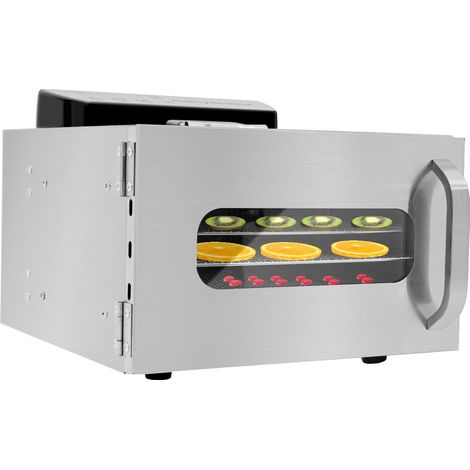 Déshydrateur automatique en acier inoxydable 6/8/10 étages pour légumes, fruits, écran LCD avec un minuteur, pour fruits, poissons, viandes, herbes, viande sèche etc. (6 étages 400 W) (1/5)