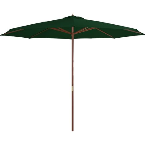 Parasol avec mât en bois 350cm Vert (1/4)