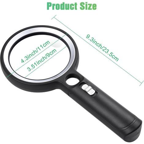 Loupe de lecture à éclairage amélioré avec 30 LED, grossissement 10 x 20 x 45 x, loupe de lecture à faisceau puissant, loupe de poche avec 2 modes d'éclairage, loupe pour seniors, pièces de monnaie, i (1/2)