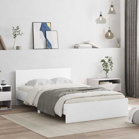 vidaXL Estructura de cama con cabecero y luces LED blanco 135x190 cm (1/5)