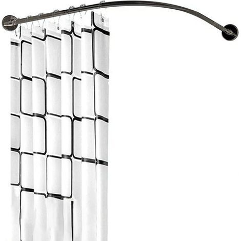 Tringle à Rideau de Douche en Forme de C, Rail de Douche en Forme de C en Inoxydable 80-100 × 100-140cm, Sans PerçAge, Pour Salle de Bain, Magasin de Vêtements - Noir (1/5)
