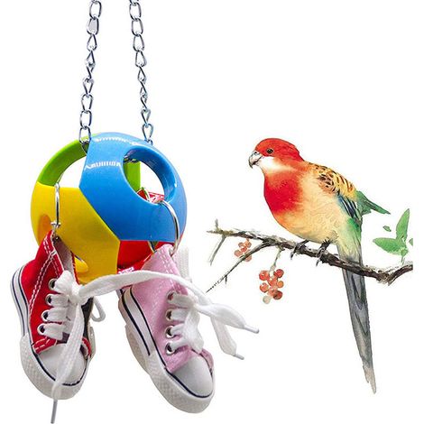 Jouet À Mâcher pour Oiseau Mini Chaussures en Toile Trou Boule Perroquet Jouet Oiseau Perruche Suspendu Pet Cage Décoration pour Perruches, Calopsittes
