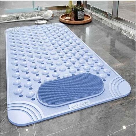 Tapis de baignoire en caoutchouc antidérapant avec trous de drainage, ventouses, nettoyage rapide et facile, massage des pieds, baignoire pour baignoire et cabine de salle de bain, lavable en machine (1/4)