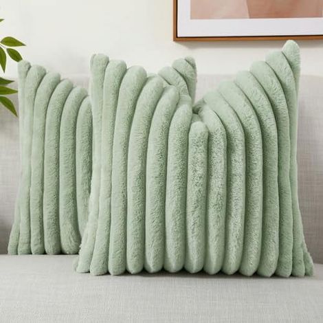 Housse De Coussin - Fourrure Synthétique - 40 x 40 cm - Dos Velours - Fermeture Éclair Cachée - Lot De 2 (1/5)