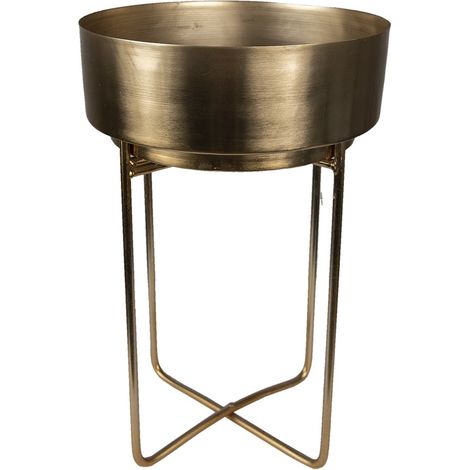 Porte-plante Rond en Fer Doré Support pour Pot de Fleurs Style Bohème Ø 30 x 48 cm - PANGIVO (1/2)