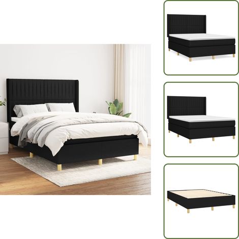 Letto con materasso a molle insacchettate - vidaXL Giroletto a Molle con Materasso Nero 140x190 cm in Tessuto - Letto con materasso morbido