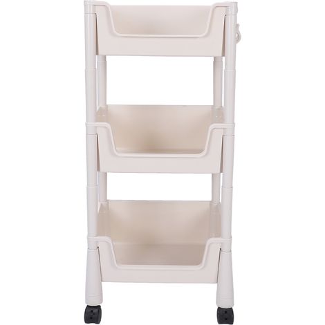 Chariot utilitaire mobile sur roues, compact, mobile, avec étagères de rangement pour livres, 3 niveaux (1/5)