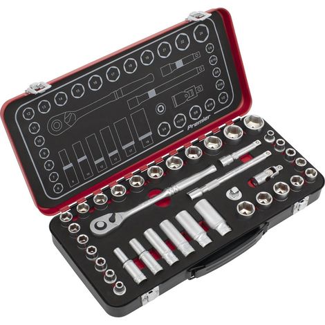 Sealey Socket Set 3/8""D 37pc Metric Imperial Single Hex Standard Length AK7923 (1/5)