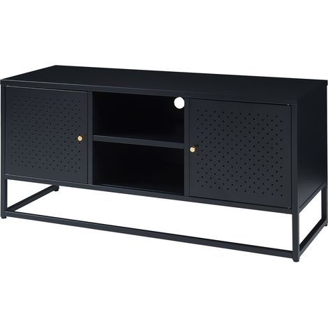 Mobile porta TV mobile porta TV per soggiorno ripiano in acciaio 120 x 40 x 55 cm nero 030010058