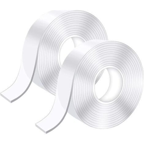 Ruban adhésif double face super résistant 5M, ruban nano transparent lavable, ruban adhésif double face amovible sans trace (2 pièces) (1/4)