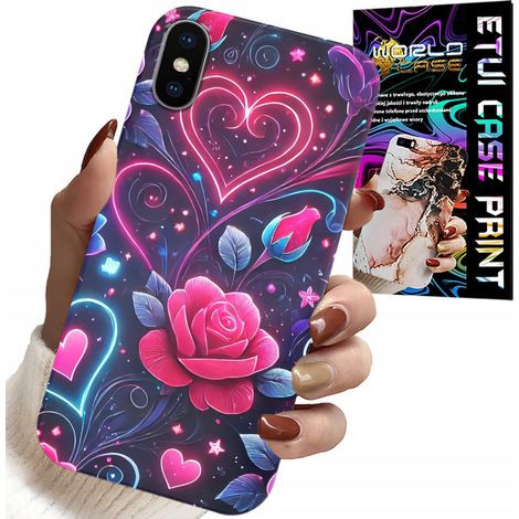 Funda para iPhone X / XS - Corazón, Rosa, Funda juvenil + Cristal (1/5)