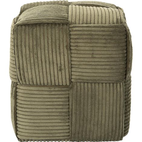 Pouf cotele tresse vert 36x38x36 cm