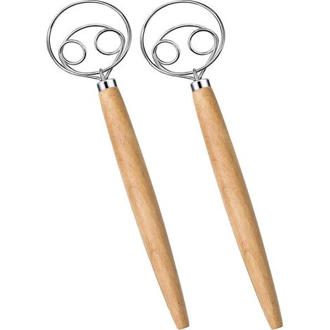 2 teiliges Teigrührer Set aus Holz, lebensmittelechtes Backzubehör (1/5)
