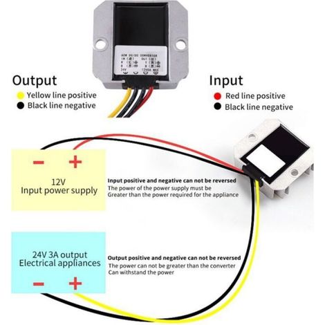 Convertisseur Tension 12V DC Vers 24V DC - 3A 72W - IP68 Etanche - Pour Environnements Exterieurs Industriels - 1 Unite (1/5)
