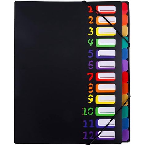 Carpeta de escritura, Carpeta de conferencias A4, Archivador de anillas, 12 hojas, Negro, Tarjeta de documento, Carpeta de trabajo, 32225012 mm (1/5)