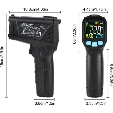 MESTEK Infrarot-Thermometer, kontaktloses digitales Handthermometer mit Farb-LCD-Display