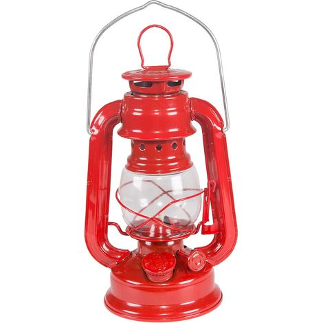 1 Lanterne ouragan, verre protecteur, structure métallique, finition rouge, camping jardin décoration (1/5)
