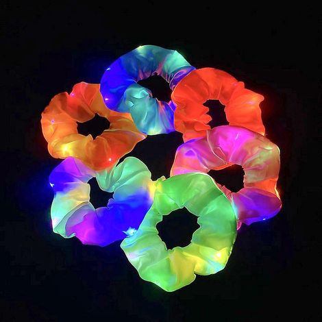 led Lumineux Chouchou 6 Pices Bande De Cheveux Lastiques Lumineuses, Lastiques Cheveux Lumineux Pour Queue De Cheval Pour Non Halloween Nol Anniv (1/5)