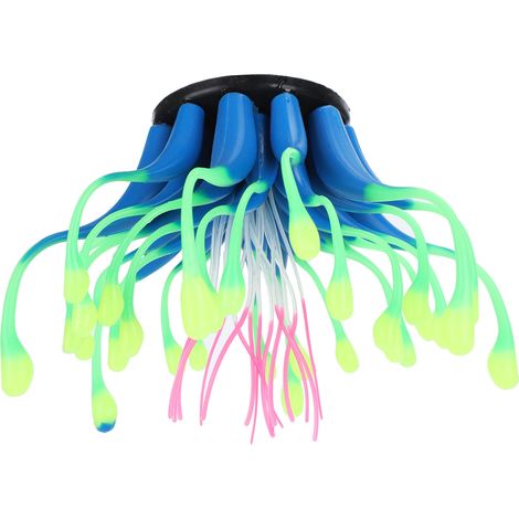 Corail artificiel en silicone, plante aquatique simulée, décoration pour aquarium, ornement bleu (1/5)
