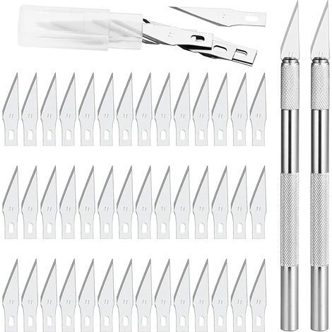 Precision Cutter 2 Scalpel avec 42 lames, Cutter de Précision Couteau pour Découpe de Travail d'art Bricolage, Spéléologie, Sculpture, Diy Sculpture Couteaux de Loisirs (1/5)