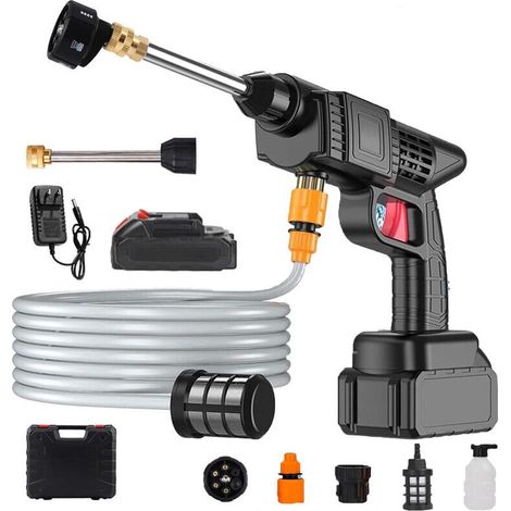 Nettoyeur haute pression sans fil 30 bar, débit max 4 L/min, Buse Multi-Fonctions 6-en-1, Nettoyeur haute pression portable - avec 1 batteries et accessoires (1/4)