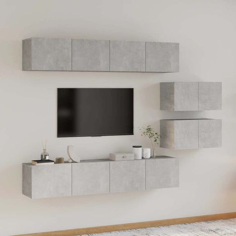 vidaXL Ensemble de meubles TV 6 pcs Gris béton Bois d'ingénierie (1/5)