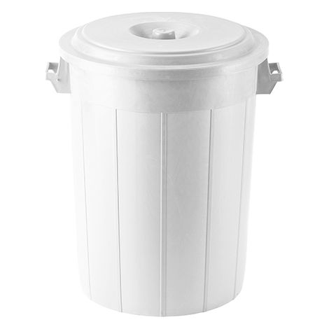 Bidone portarifiuti BIANCO con coperchio antirandagismo industriale 70 litri pattumiera CON MANICI giardino locali commerciali INTERNO ESTERNO (1/4)