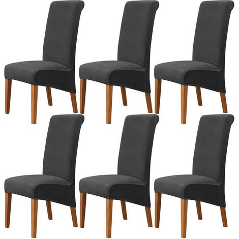 Housse de Chaise XL Salle à Manger 6 pieces Extensible Couverture de Chaises Dossier Haut Amovible et Lavable Housses de Chaises,E (1/5)