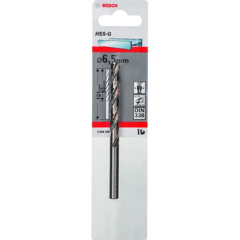 Foret à métaux Bosch HSS-G, DIN 338, 6,5 x 63 x 101 mm (1/4)