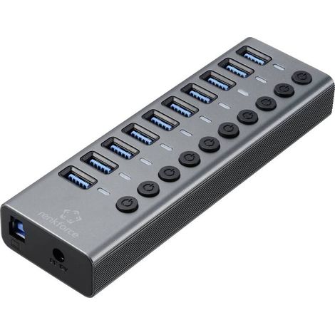 [NEUWERTIG] B-Ware Renkforce Rf 6027504 10 Port Usb 3.2 Gen2 Hub Einzeln Schaltbar Aluminiumgehäuse (1/2)