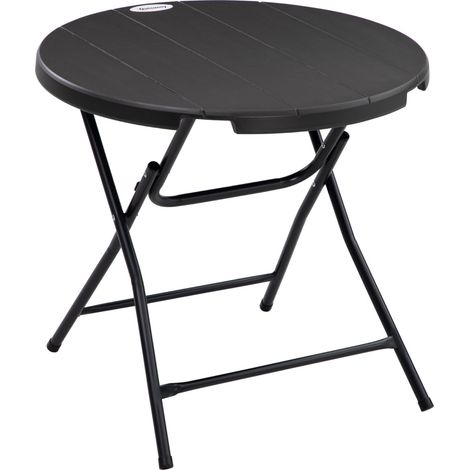 Pour balcon, terrasse ou jardin, table de jardin ronde pliante Ø80 cm, effet bois, sans montage (1/5)