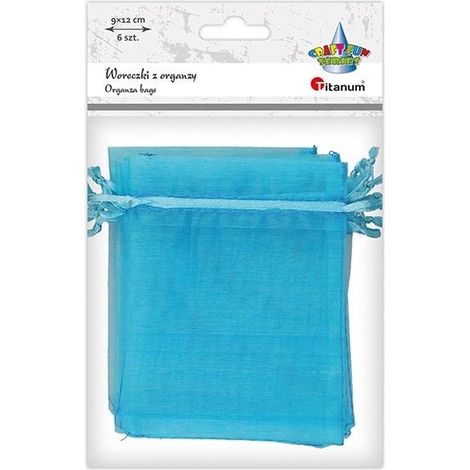 Sacchetti in organza turchese 9x12 cm, 6 pezzi