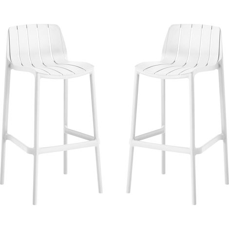 Set di 2 seggioloni da giardino impilabili "Vaena" - Bianco