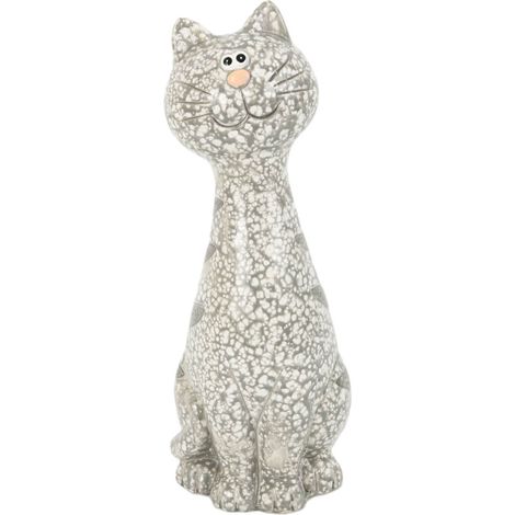 TrendLine Dekofigur Katze Terrakotta 26 x 10 cm grau Figur
