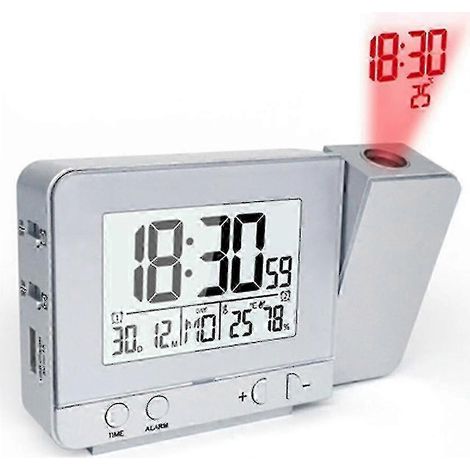 Horloge numérique à projection grand format avec éclairage intégré au plafond, sans fil et réglable (1/5)